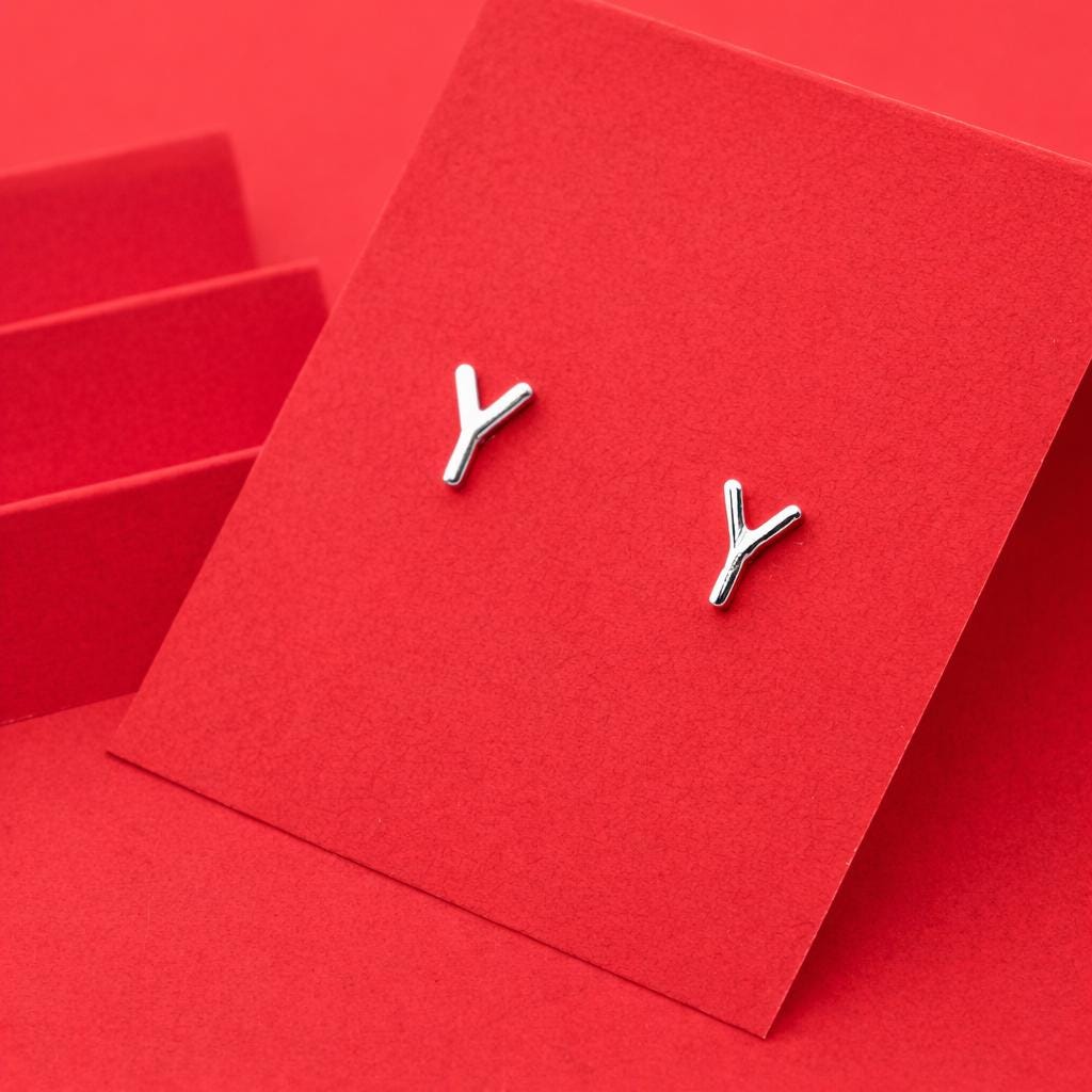 925 Sterling Silver Initial Y Stud Earrings, Dainty Letter Y Earrings for Women, Small Alphabet Earring Set, Personalized Jewelry Gift