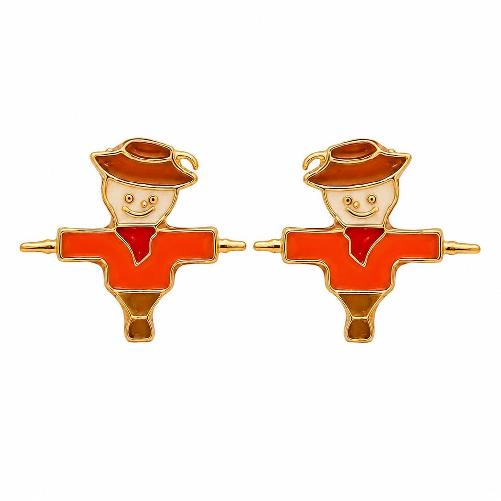 AMONROO® 925 Silver Jewellery for Women - 925 Sterling Silver Scarecrow Enamel Stud Earrings, Fall Earrings, Festive Jewellery Gift | 925 Stamp, Warranty & Authenticity Certificate