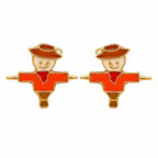 AMONROO® 925 Silver Jewellery for Women - 925 Sterling Silver Scarecrow Enamel Stud Earrings, Fall Earrings, Festive Jewellery Gift | 925 Stamp, Warranty & Authenticity Certificate