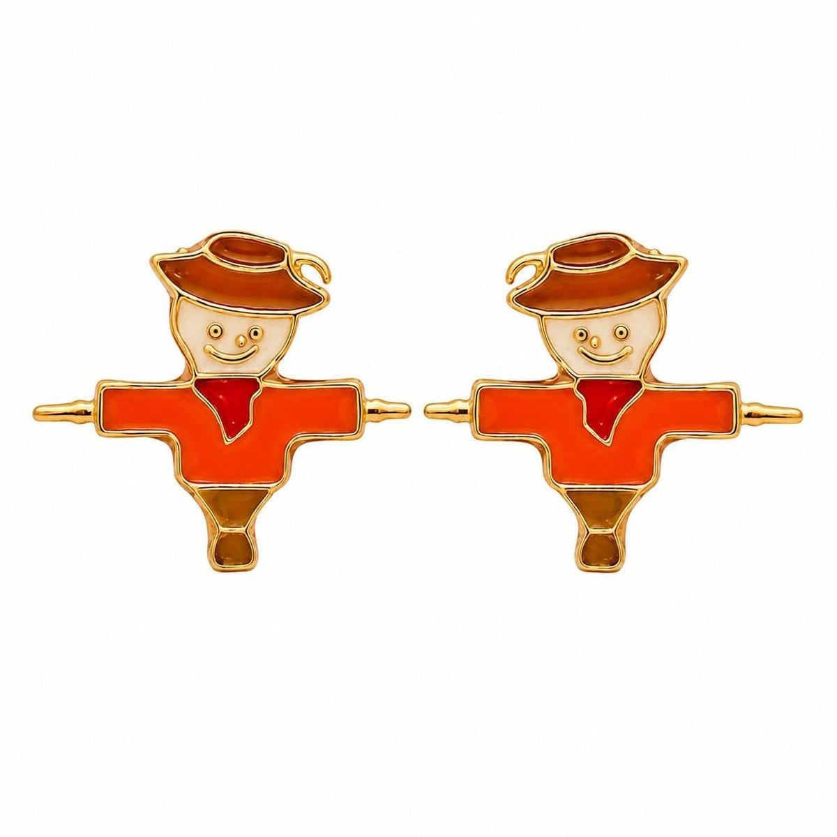 AMONROO® 925 Silver Jewellery for Women - 925 Sterling Silver Scarecrow Enamel Stud Earrings, Fall Earrings, Festive Jewellery Gift | 925 Stamp, Warranty & Authenticity Certificate