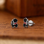 AMONROO® 925 Silver Jewellery for Women - 925 Sterling Silver Black Cat Enamel Stud Earrings, Cat Lover Jewellery, Gift for Women | 925 Stamp, Warranty & Authenticity Certificate