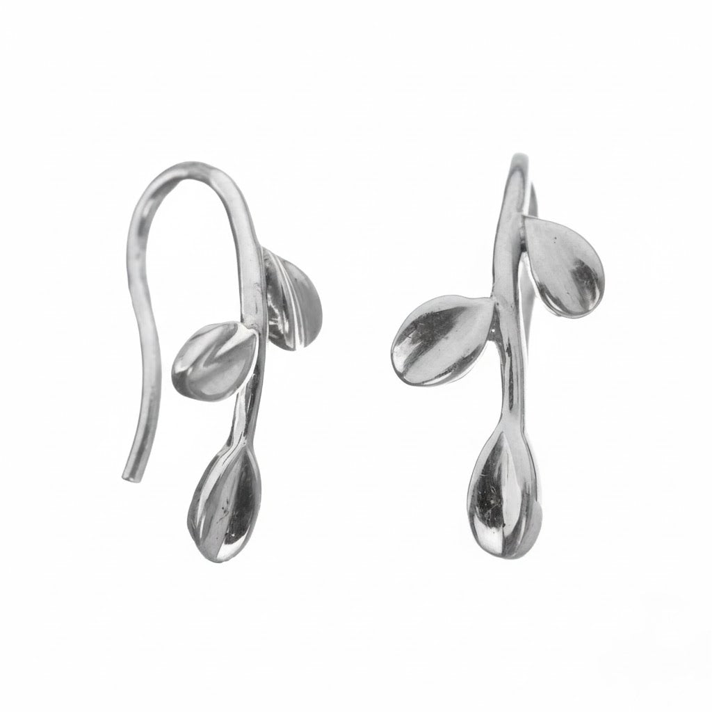 925 Silver Dainty Leaf Stud Earrings