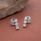 925 Sterling Silver Trio CZ Stud Earrings, Minimal Dainty Diamond Look Studs