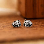 AMONROO® 925 Silver Jewellery for Women - 925 Sterling Silver Panda Enamel Stud Earrings, Animal Jewellery, Gift for Girls | 925 Stamp, Warranty & Authenticity Certificate