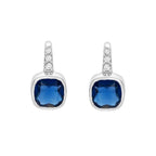AMONROO® 925 Silver Jewellery for Women - 925 Sterling Silver Blue Cushion CZ Drop Earrings, Sapphire Colour Earrings | 925 Stamp, Warranty & Authenticity Certificate