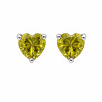 AMONROO® 925 Silver Jewellery for Women - 925 Sterling Silver Olive Green CZ Heart Stud Earrings, Gemstone Earrings, Dainty Jewellery | 925 Stamp, Warranty & Authenticity Certificate
