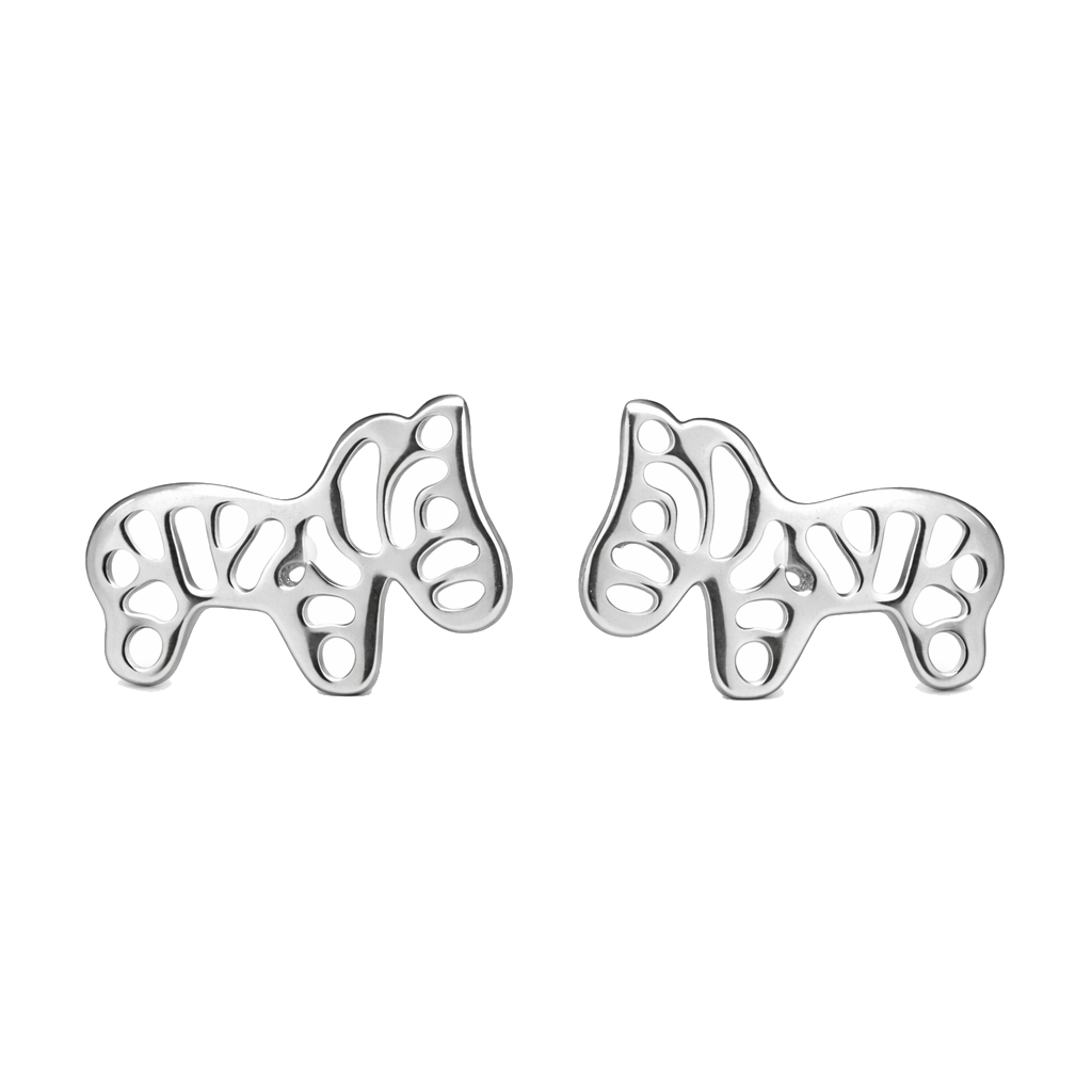 925 Sterling Silver Zebra Stud Earrings Safari Animal Jewelry