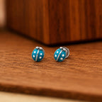 AMONROO® 925 Silver Jewellery for Women - 925 Sterling Silver Blue Ladybug Enamel Stud Earrings, Insect Jewellery, Gift for Women | 925 Stamp, Warranty & Authenticity Certificate