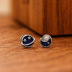 AMONROO® 925 Silver Jewellery for Women - 925 Sterling Silver Moon Planet Blue Enamel Stud Earrings, Celestial Jewellery Gift | 925 Stamp, Warranty & Authenticity Certificate