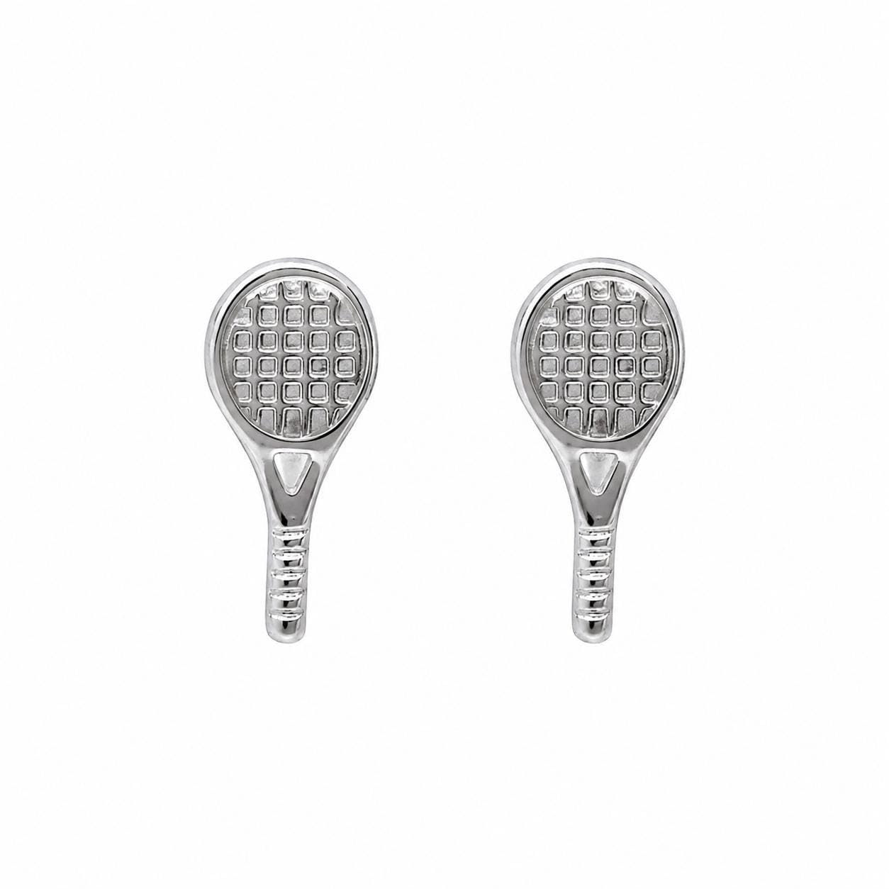 AMONROO® 925 Silver Jewellery for Women - 925 Sterling Silver Tennis Racket Stud Earrings, Sports Earrings, Tennis Lover Gift | 925 Stamp, Warranty & Authenticity Certificate