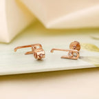 AMONROO® 925 Silver Jewellery for Women - Rose Gold Finish 925 Sterling Silver Safety Pin CZ Stud Earrings, Modern Daily Wear Jewellery | 925 Stamp, Warranty & Authenticity Certificate
