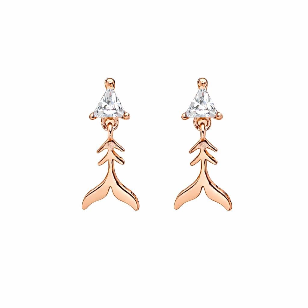 AMONROO® 925 Silver Jewellery for Women - 925 Sterling Silver Mermaid Tail Drop Earrings, Rose Gold CZ Earrings, Ocean Design Jewellery | 925 Stamp, Warranty & Authenticity Certificate
