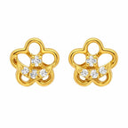 AMONROO® 925 Silver Jewellery for Women - Gold Finish 925 Sterling Silver Flower CZ Stud Earrings, Floral Earrings, Daily Wear Jewellery | 925 Stamp, Warranty & Authenticity Certificate