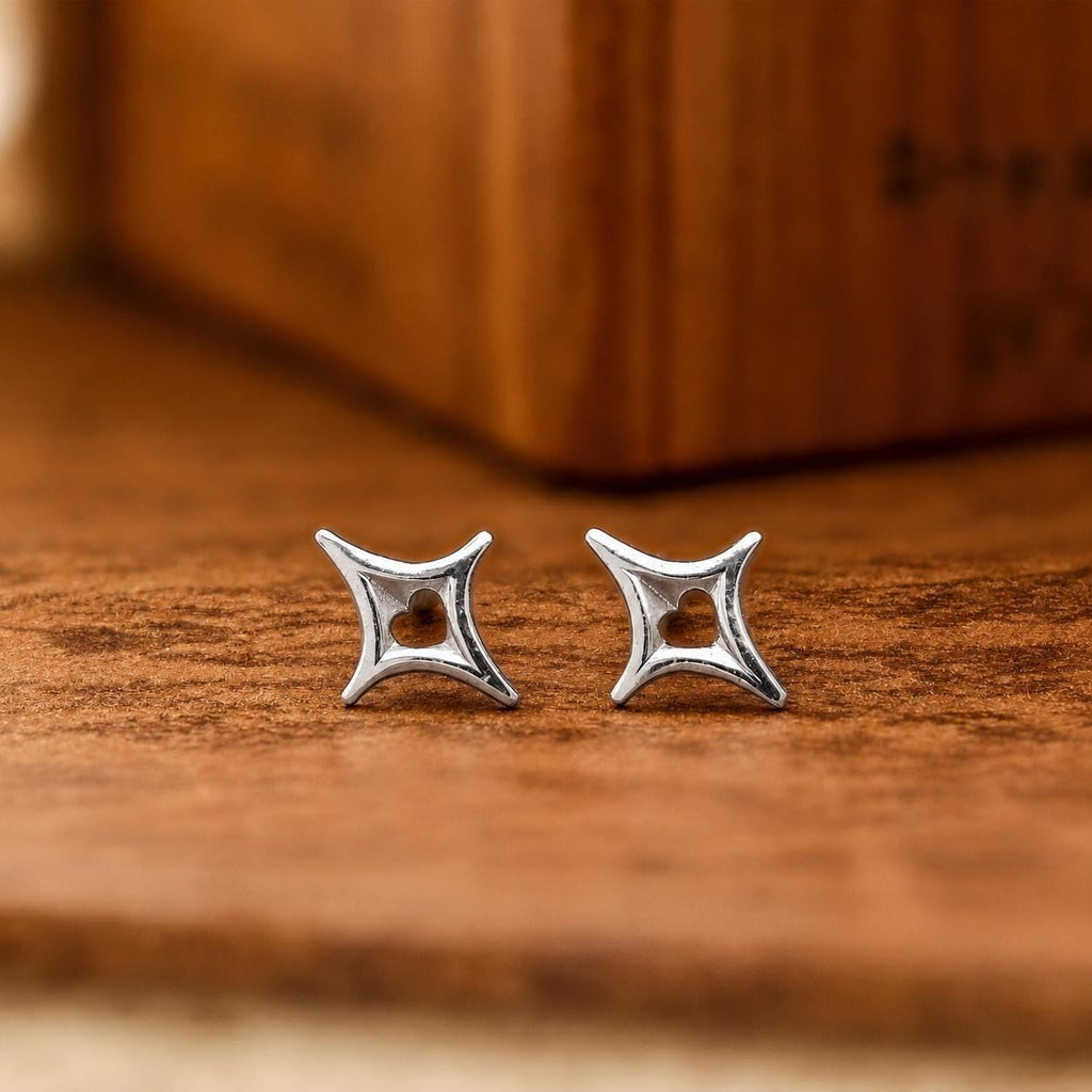 AMONROO® 925 Silver Jewellery for Women - 925 Sterling Silver Geometric Open Heart Stud Earrings, Minimalist Modern Jewellery, Daily Wear | 925 Stamp, Warranty & Authenticity Certificate