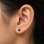 AMONROO® 925 Silver Jewellery for Women - 925 Sterling Silver Moon Planet Blue Enamel Stud Earrings, Celestial Jewellery Gift | 925 Stamp, Warranty & Authenticity Certificate