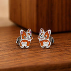 AMONROO® 925 Silver Jewellery for Women - 925 Sterling Silver Corgi Dog Enamel Stud Earrings, Dog Jewellery, Gift for Women | 925 Stamp, Warranty & Authenticity Certificate