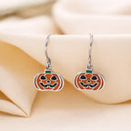 AMONROO® 925 Silver Jewellery for Women - 925 Sterling Silver Enamel Pumpkin Dangle Earrings, Halloween Earrings, Festive Jewellery Gift | 925 Stamp, Warranty & Authenticity Certificate