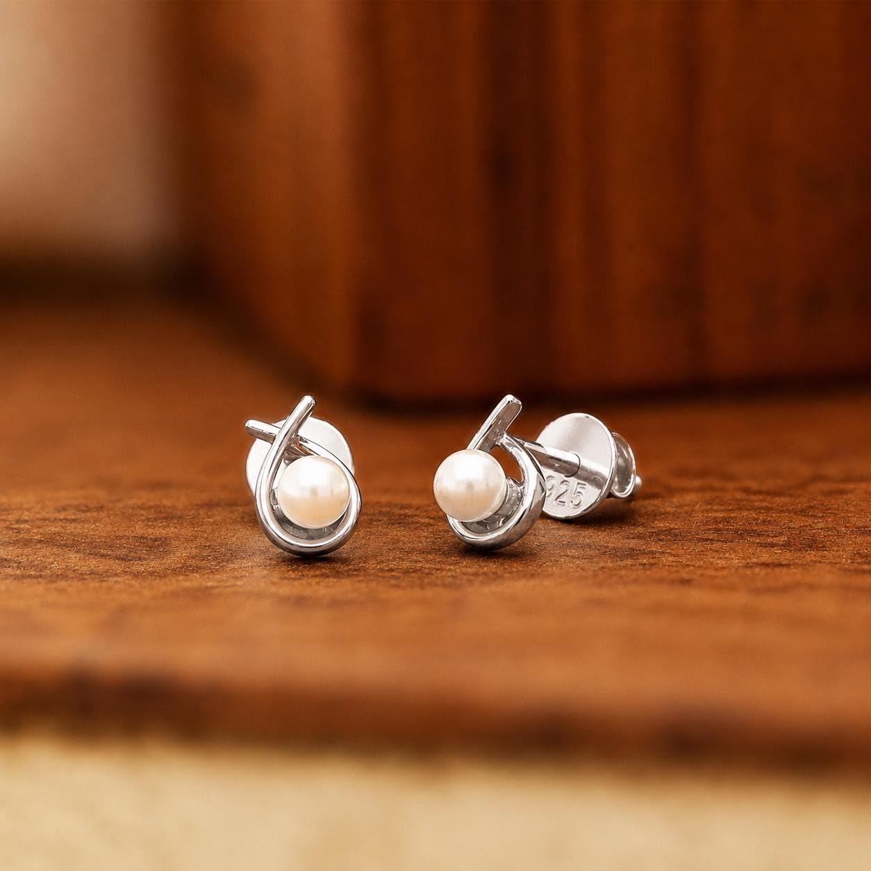 AMONROO® 925 Silver Jewellery for Women - 925 Sterling Silver Pearl Drop Stud Earrings, Pearl Earrings, Elegant Daily Wear Jewellery | 925 Stamp, Warranty & Authenticity Certificate