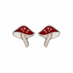 AMONROO® 925 Silver Jewellery for Women - 925 Sterling Silver Red Mushroom Enamel Stud Earrings, Nature Jewellery, Gift for Her | 925 Stamp, Warranty & Authenticity Certificate