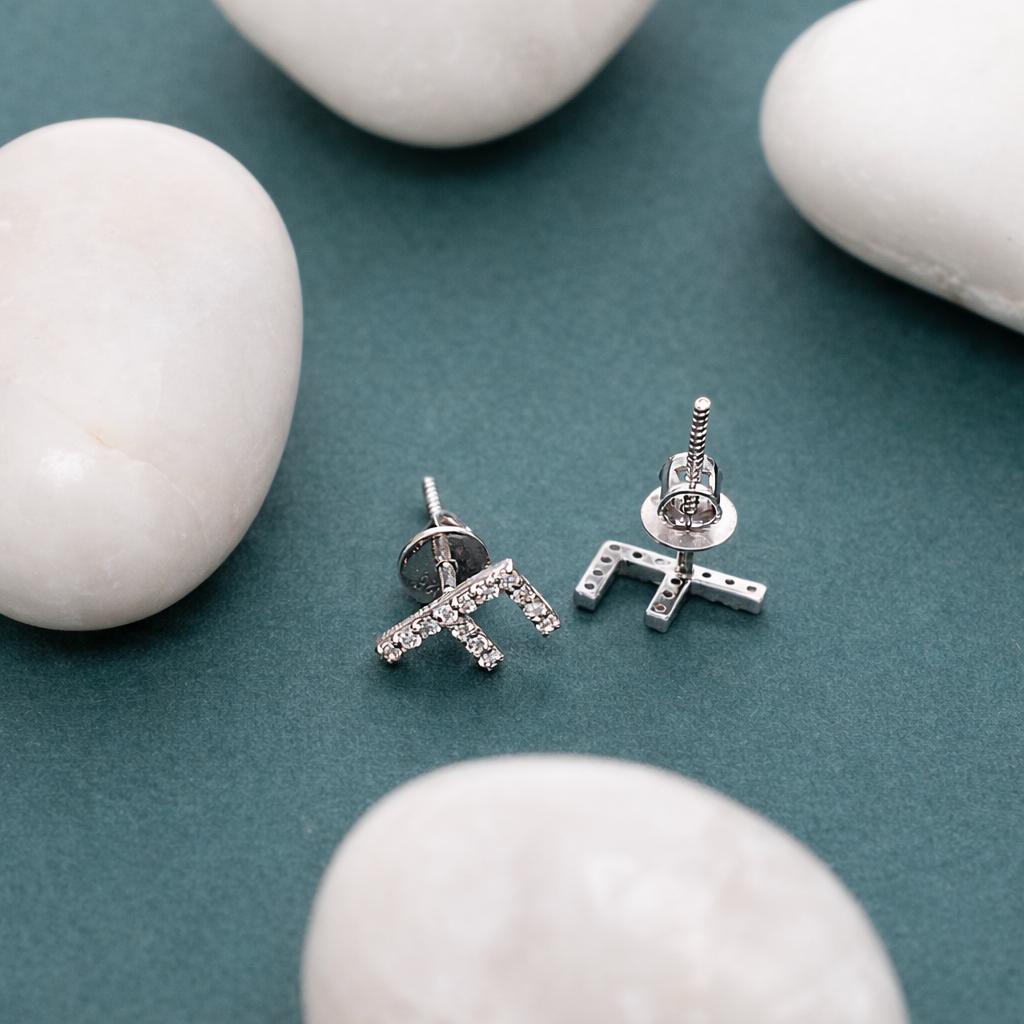 925 Sterling Silver F Stud Earrings CZ Pave Letter F Initial Earrings Minimalist Alphabet Jewelry Gift for Her