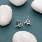 925 Sterling Silver F Stud Earrings CZ Pave Letter F Initial Earrings Minimalist Alphabet Jewelry Gift for Her
