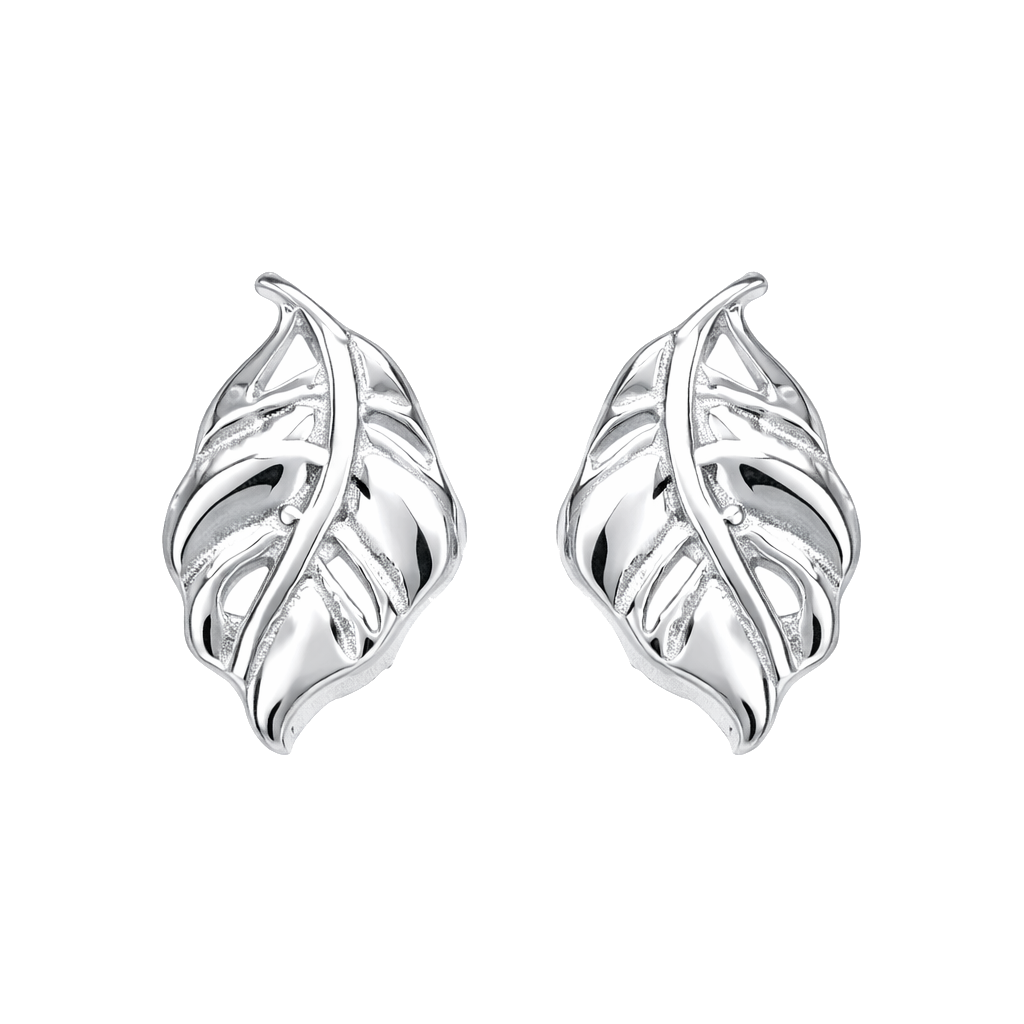 925 Sterling Silver Leaf Stud Earrings Nature Inspired Jewelry