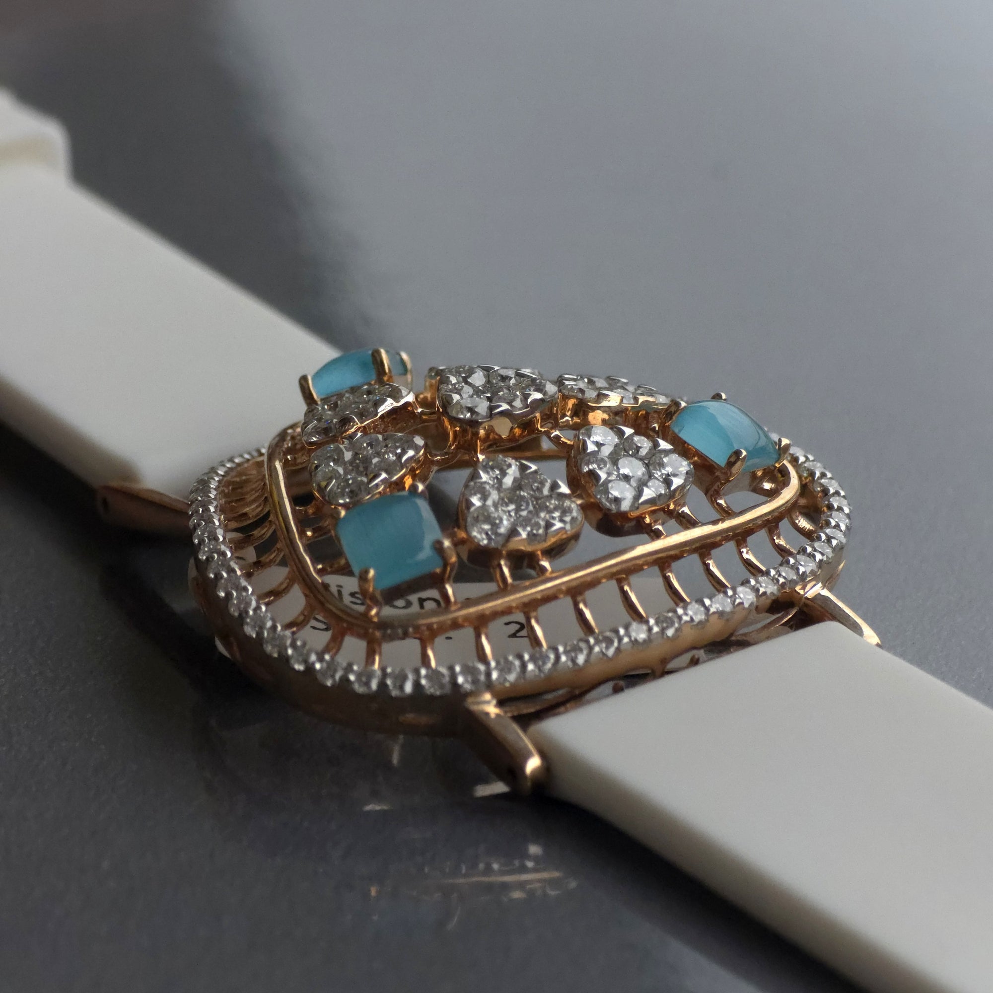 Amazing Triangle Dome Floral Design In 925 Sterling Silver Bracelet, Real White Moissanites & Jade Watch Bracelet, Unique Woman Bracelet