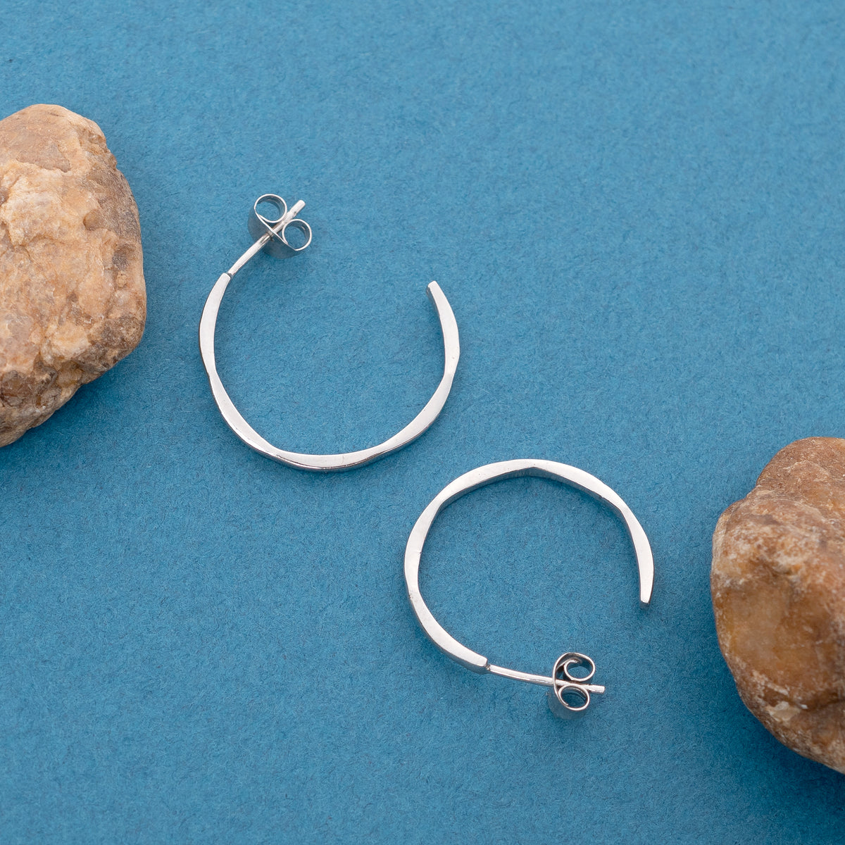 925 Sterling Silver Open Hoop Earrings, Minimalist Dainty Lightweight Earrings, 22 x 2 mm