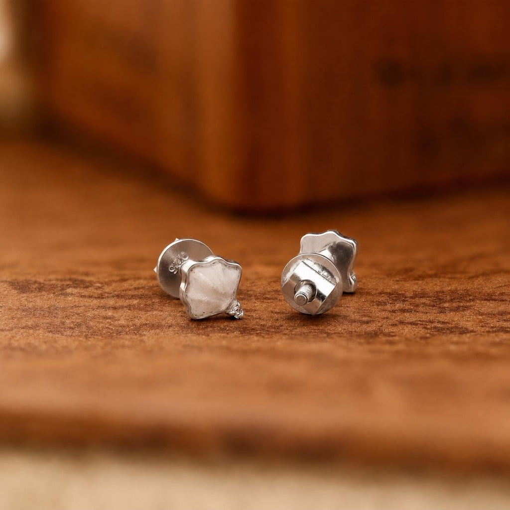 AMONROO® 925 Silver Jewellery for Women - 925 Sterling Silver White Seashell Enamel Stud Earrings, Ocean Design Jewellery Gift | 925 Stamp, Warranty & Authenticity Certificate