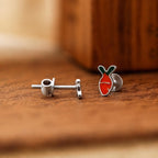 AMONROO® 925 Silver Jewellery for Women - 925 Sterling Silver Orange Carrot Enamel Stud Earrings, Vegetable Design Jewellery | 925 Stamp, Warranty & Authenticity Certificate