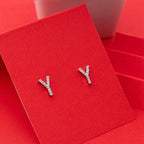 925 Sterling Silver Initial Y Stud Earrings, Dainty CZ Letter Y Earrings for Women, Small Alphabet Bling Jewelry, Personalized Gift