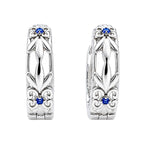 AMONROO® 925 Silver Jewellery for Women - 925 Sterling Silver Vintage Floral Blue CZ Huggie Hoop Earrings, Dainty Daily Wear | 925 Stamp, Warranty & Authenticity Certificate