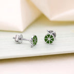 AMONROO® 925 Silver Jewellery for Women - 925 Sterling Silver Lime Slice Green Enamel Stud Earrings, Fruit Design Jewellery | 925 Stamp, Warranty & Authenticity Certificate