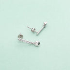 925 Sterling Silver Crystal Drop Earrings, Dainty CZ Bar Dangle Earrings for Women, Small Round Charm Earrings, Personalized Jewelry Gift