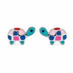 AMONROO® 925 Silver Jewellery for Women - 925 Sterling Silver Turtle Colourful Enamel Stud Earrings, Animal Jewellery Gift | 925 Stamp, Warranty & Authenticity Certificate