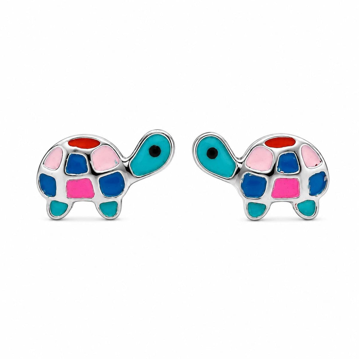 AMONROO® 925 Silver Jewellery for Women - 925 Sterling Silver Turtle Colourful Enamel Stud Earrings, Animal Jewellery Gift | 925 Stamp, Warranty & Authenticity Certificate