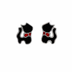 AMONROO® 925 Silver Jewellery for Women - 925 Sterling Silver Black Cat Enamel Stud Earrings, Cat Lover Jewellery, Gift for Women | 925 Stamp, Warranty & Authenticity Certificate
