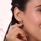 Gold Finish Sterling Silver Twisted Hoop Earrings, Dainty Rope Studs-Size 15 x 2 MM