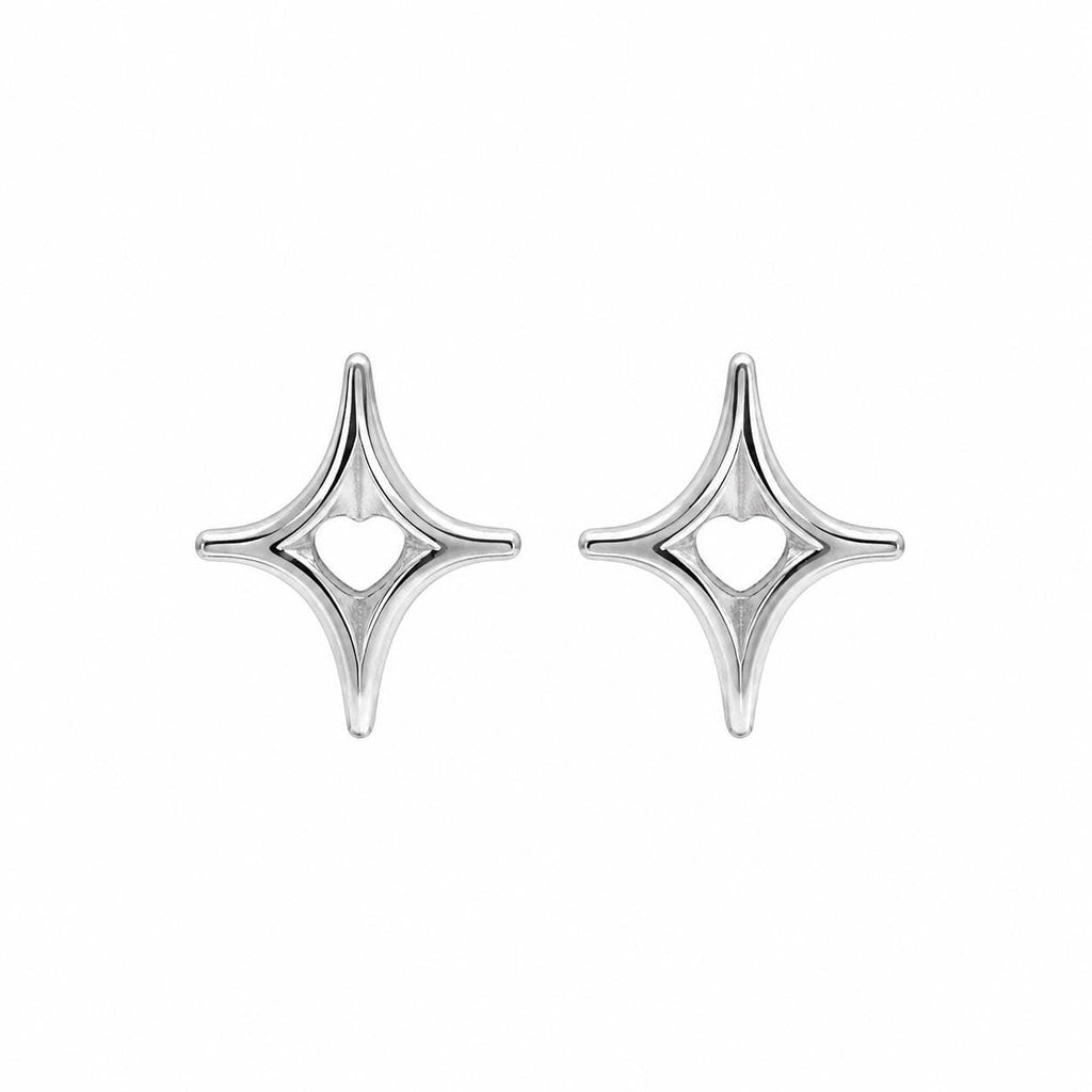 AMONROO® 925 Silver Jewellery for Women - 925 Sterling Silver Geometric Open Heart Stud Earrings, Minimalist Modern Jewellery, Daily Wear | 925 Stamp, Warranty & Authenticity Certificate