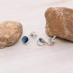 AMONROO® 925 Silver Jewellery for Women - 925 Sterling Silver Blue Cushion CZ Drop Earrings, Sapphire Colour Earrings | 925 Stamp, Warranty & Authenticity Certificate