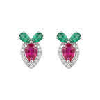 AMONROO® 925 Silver Jewellery for Women - 925 Sterling Silver Strawberry Stud Earrings, Pink CZ Fruit Earrings, Daily Wear Jewellery | 925 Stamp, Warranty & Authenticity Certificate