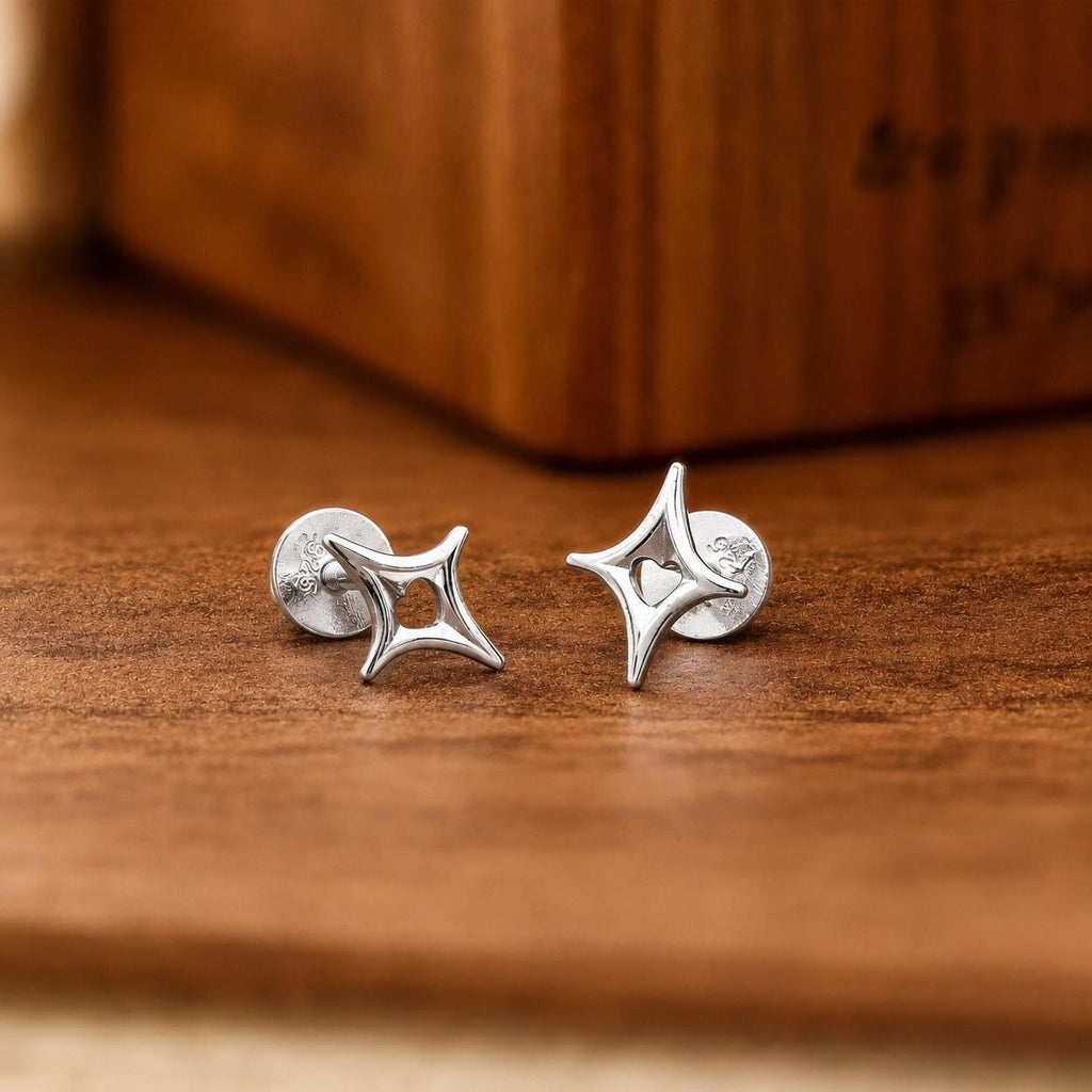 AMONROO® 925 Silver Jewellery for Women - 925 Sterling Silver Geometric Open Heart Stud Earrings, Minimalist Modern Jewellery, Daily Wear | 925 Stamp, Warranty & Authenticity Certificate