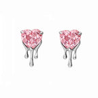 AMONROO® 925 Silver Jewellery for Women - 925 Sterling Silver Pink Heart CZ Stud Earrings, Heart Earrings, Romantic Gift Jewellery | 925 Stamp, Warranty & Authenticity Certificate
