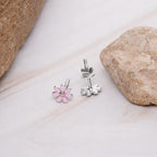 AMONROO® 925 Silver Jewellery for Women - 925 Sterling Silver Pink Daisy Enamel Stud Earrings, Floral Earrings, Daily Wear Jewellery | 925 Stamp, Warranty & Authenticity Certificate