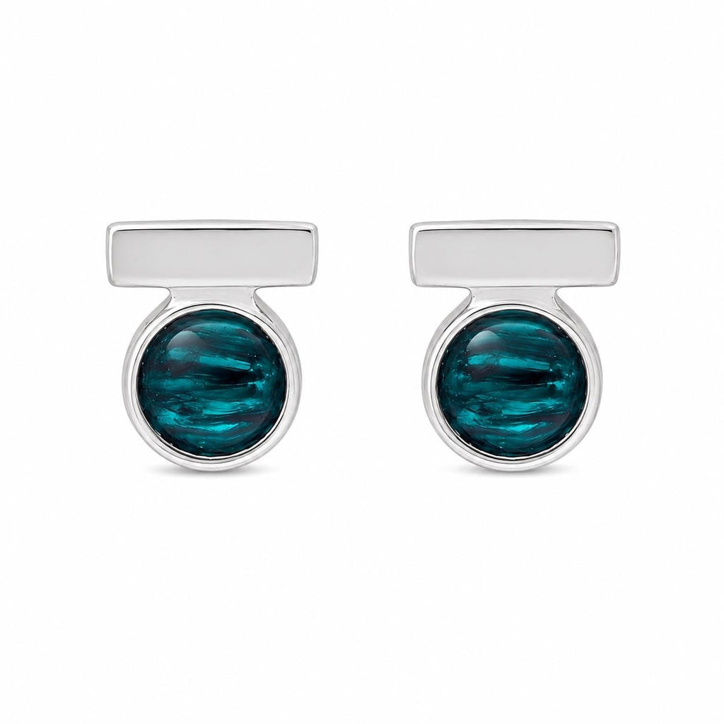 AMONROO® 925 Silver Jewellery for Women - 925 Sterling Silver Green Enamel Geometric Stud Earrings, Modern Circle Earrings, Daily Wear | 925 Stamp, Warranty & Authenticity Certificate