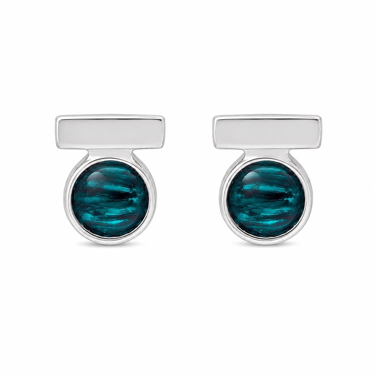 AMONROO® 925 Silver Jewellery for Women - 925 Sterling Silver Green Enamel Geometric Stud Earrings, Modern Circle Earrings, Daily Wear | 925 Stamp, Warranty & Authenticity Certificate