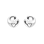 AMONROO® 925 Silver Jewellery for Women - 925 Sterling Silver Cat Stud Earrings, Kitty Heart Earrings, Animal Jewellery Gift | 925 Stamp, Warranty & Authenticity Certificate