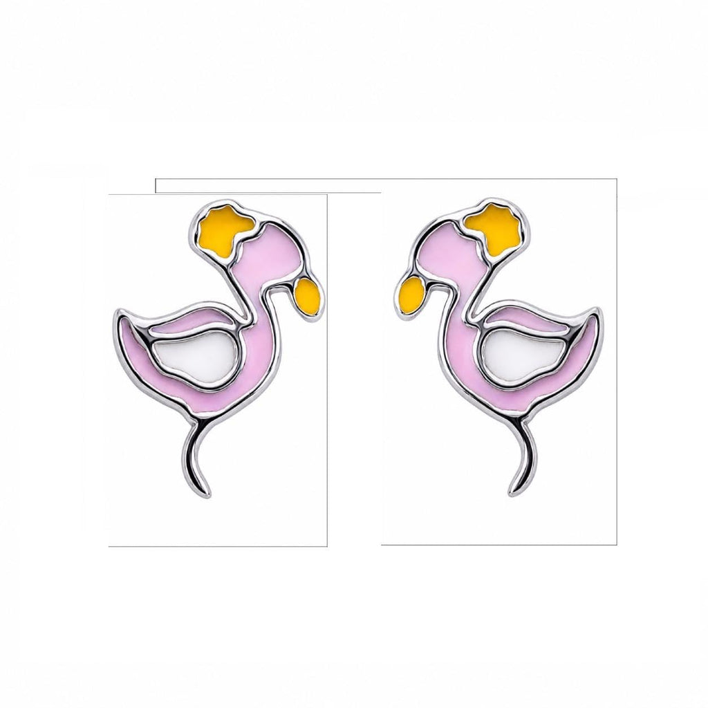 AMONROO® 925 Silver Jewellery for Women - 925 Sterling Silver Light Purple Flamingo Enamel Stud Earrings, Animal Jewellery | 925 Stamp, Warranty & Authenticity Certificate