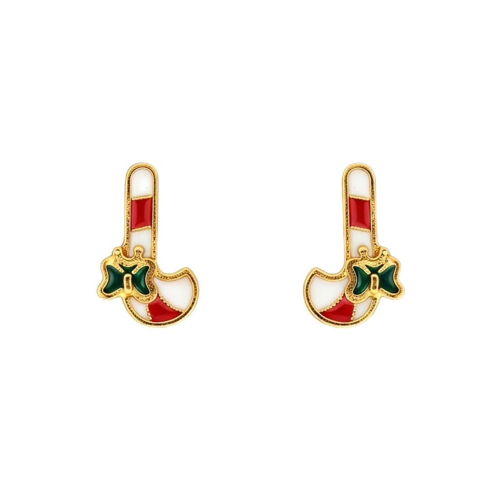 AMONROO® 925 Silver Jewellery for Women - 925 Sterling Silver Enamel Candy Cane Stud Earrings, Christmas Earrings, Festive Jewellery Gift | 925 Stamp, Warranty & Authenticity Certificate