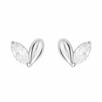 925 Sterling Silver Leaf Stud Earrings, Marquise Diamond Look Petal Studs, Minimalist Bridal Earrings, Gift for Her Jewelry